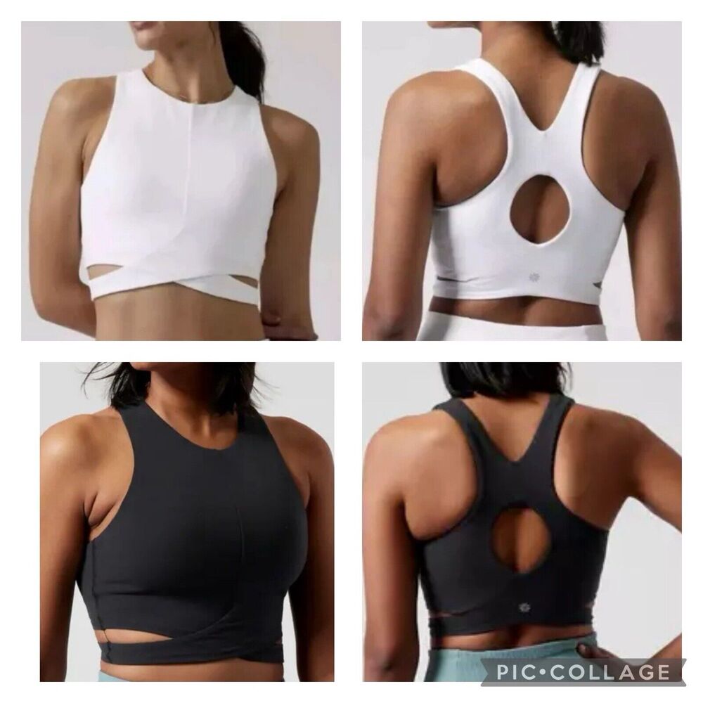 Athleta Conscious Crop CutOut **LOT OF 2** Black & White XS Yoga Barre MSRP $138